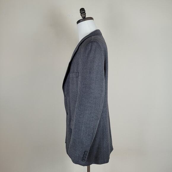 Joseph & Feiss Blazer Jacket 43R Black Gray Herringbone Lambswool Work Office - Picture 5 of 11